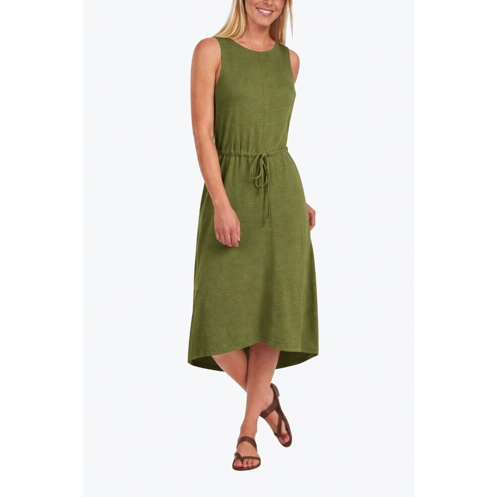 The Limited Olive Green Sleeveless Midi Dress W/ Drawstring Waist Medium - Picture 2 of 13